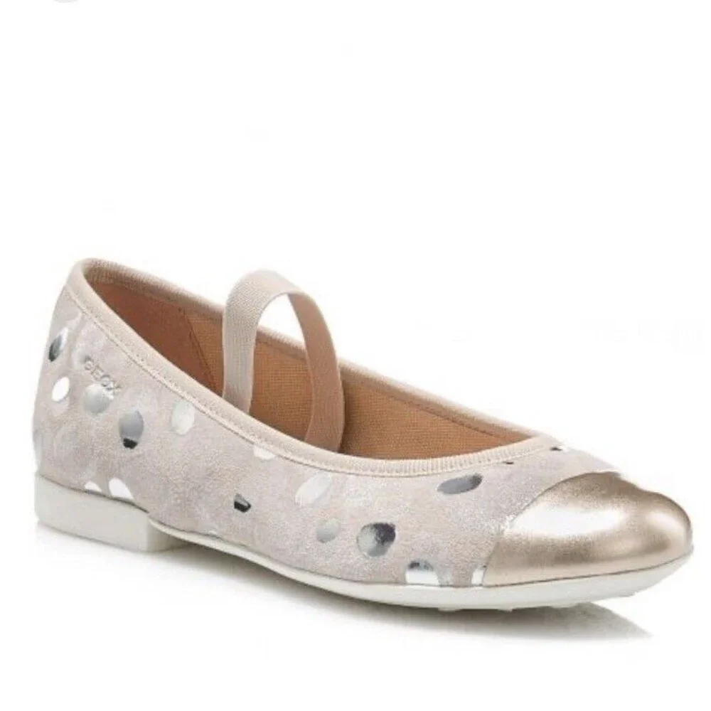 Geox Respira Jplie Big Girls Youth Shoes Beige Eu 35 Us 3.5 Mary Jane